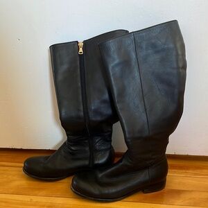 Poppy Barley Black Leather Knee-High Boots size 7.5